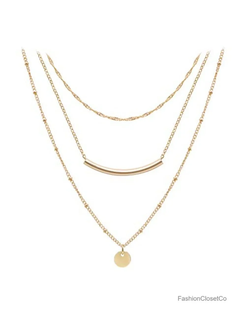 Layered Gold Plated Choker Necklace Set Dainty Coin Star Pearl Pendant